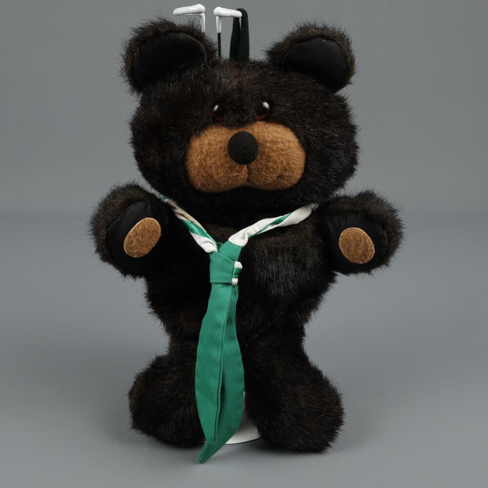 Hallmark Suffables Bayberry Bear Christmas Stocking Plush 1983 Green Neck Tie